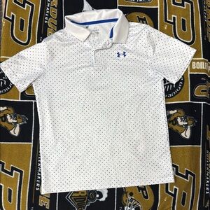 Under Armour White Polo with Blue Dots / great condition